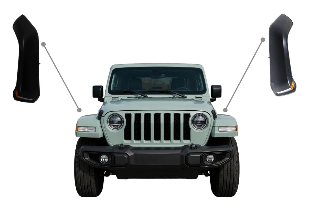 2020-2026 Jeep Wrangler Front Fender Flare Painted (Unlimited Sahara Model) Minty/Earl (PGP) After Image