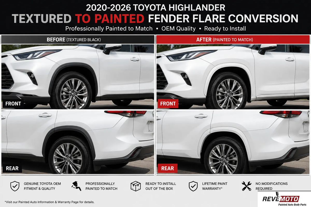 2020-2026 Toyota Highlander Textured to Painted Fender Flare Conversion (OEM; Set of 6) | Painted to Match, Ready to Install
