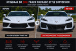 2020–2026 Chevrolet Corvette C8 Stingray Z06 Track Package Style Front-End Conversion Kit (15-Piece) | Painted to Match - Before and After Image