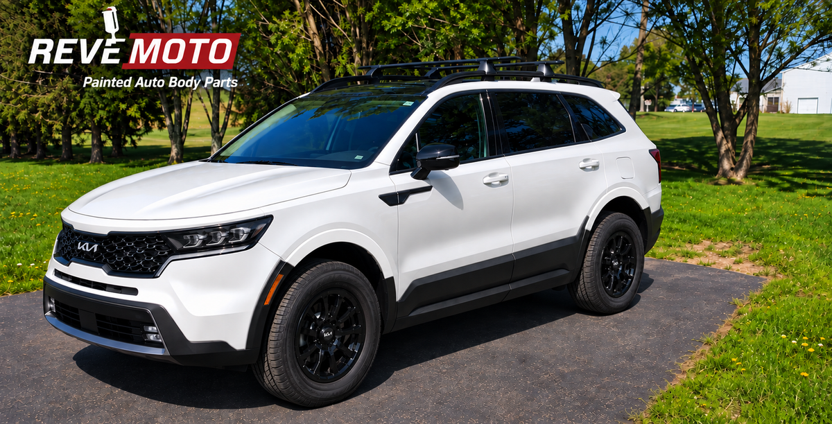 2021–2023 Kia Sorento with OEM wheel-opening fender flare moldings painted to match by ReveMoto