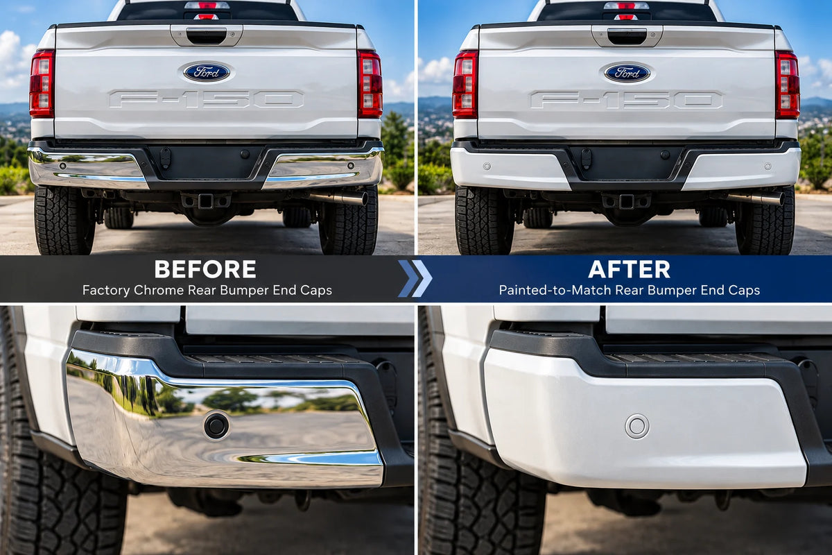2021-2023 Ford F-150 Rear Bumper End Cap Chrome Delete - Painted to Match
