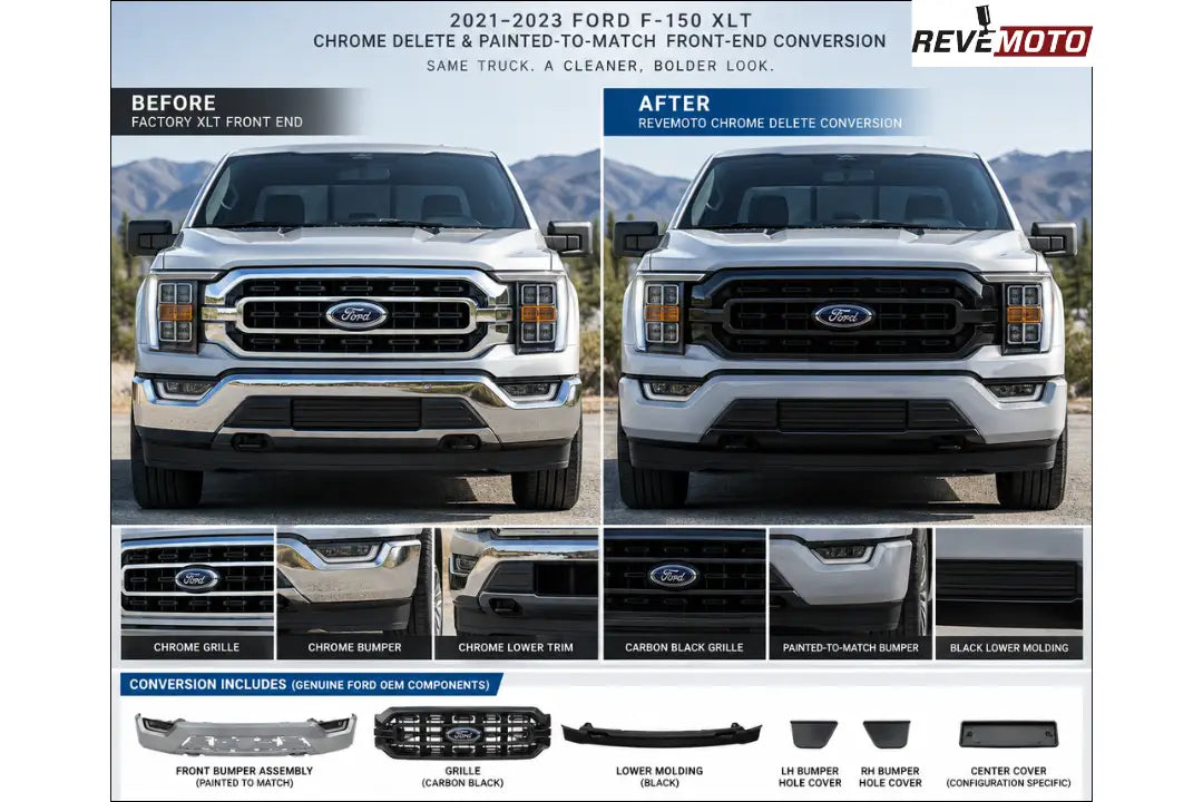 2021-2023 Ford F-150 XLT Chrome Delete & Painted-to-Match Front-End Conversion | Ready to Install