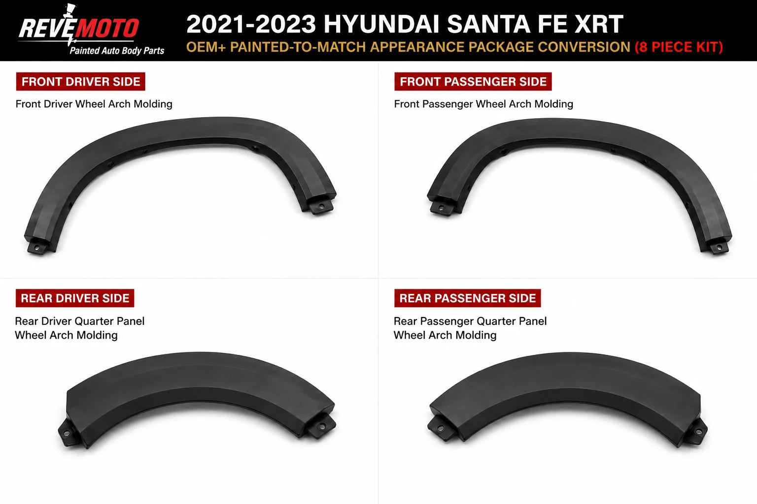 2021-2023 Hyundai Santa Fe XRT Painted-To-Match Appearance Package Conversion (OEM 8-Piece Kit) | Body Color Fender Flares