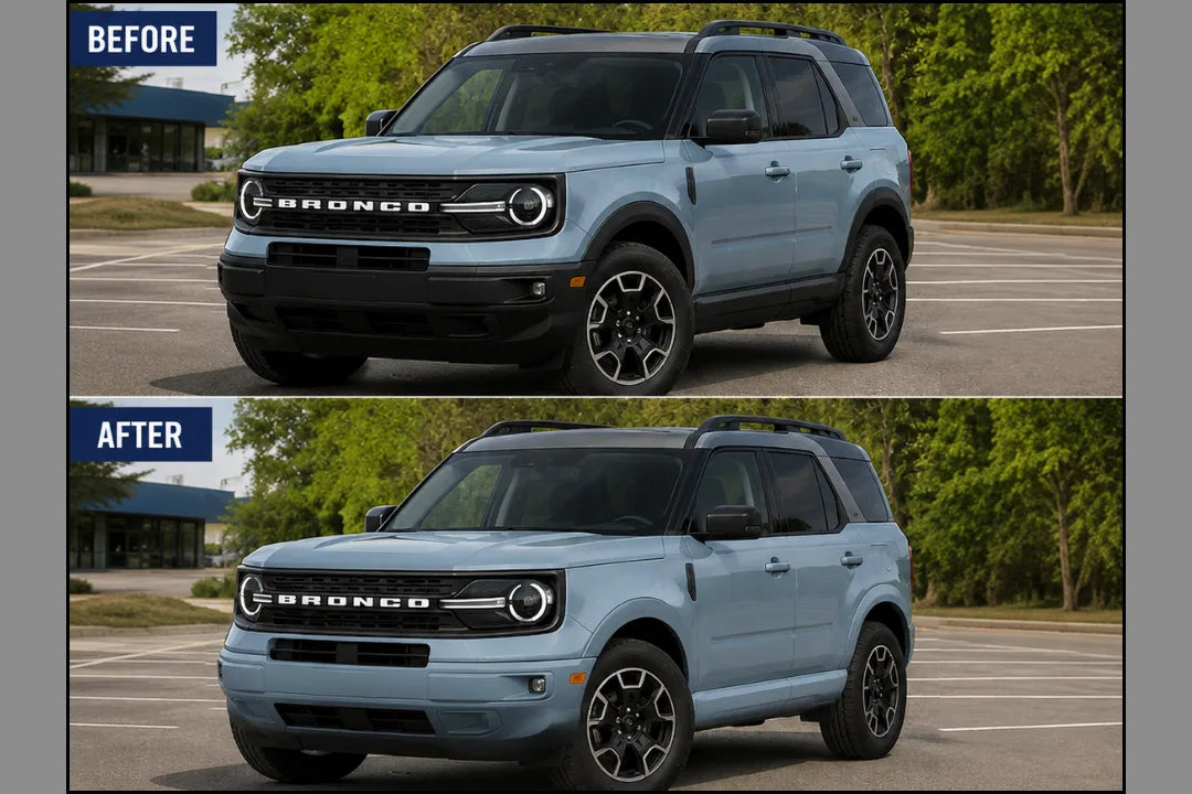 2021-2025 Ford Bronco Sport Painted to Match Fender Flare Conversion (OEM | Set of 4) Before and After Image