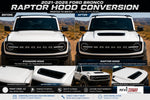 2021-2025 Ford Bronco to Bronco Raptor Hood Conversion (OEM Style) | Painted to Match Hood  - Star White Pearl (AZ) -Before and After Image