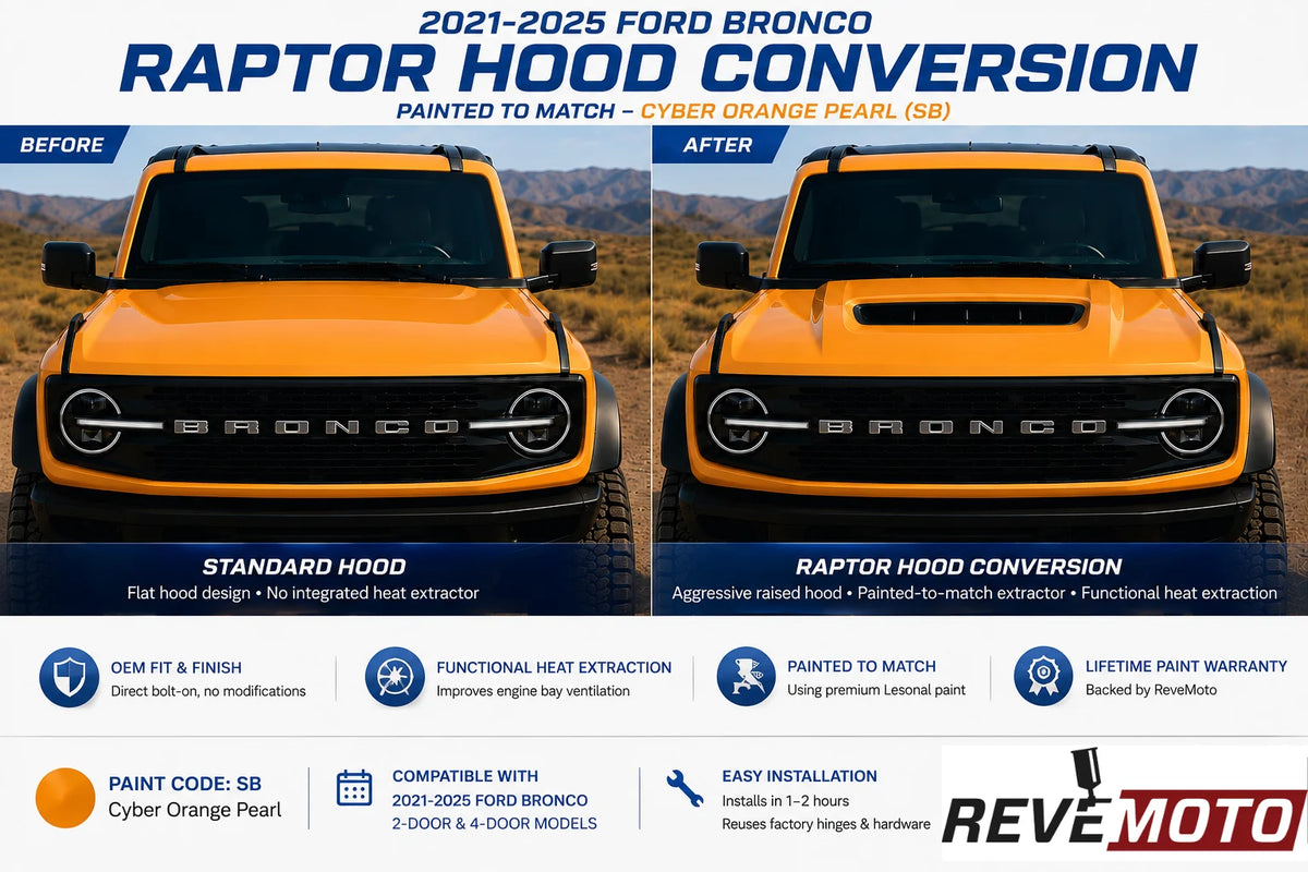 2021-2025 Ford Bronco to Bronco Raptor Hood Conversion (OEM Style) | with Painted to Match Extractor