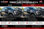 2021-2025 Ford F-150 Raptor Painted Fender Flare Conversion (OEM | Set of 4) | Painted to Match, Ready to Install - Absolute Black G1