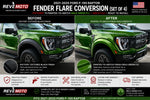 2021-2025 Ford F-150 Raptor Painted Fender Flare Conversion (OEM | Set of 4) | Painted to Match, Ready to Install - Wild Green FC