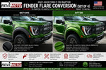 2021-2026 Ford F-150 Raptor Painted Fender Flare Conversion (OEM | Set of 4) | Painted to Match, Ready to Install - Wild Green FC