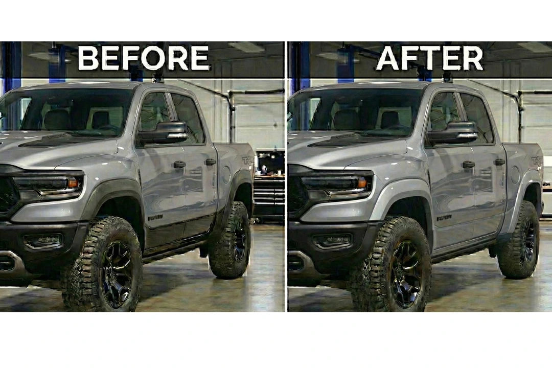 2021-2026 Ram 1500 TRX Fender Flares Conversion Textured Black to Painted Atomic Silver Metallic PSE