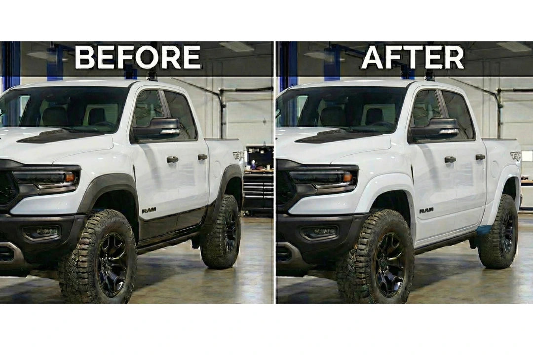 2021-2026 Ram 1500 TRX Fender Flares Conversion Textured Black to Painted Bright White PW7