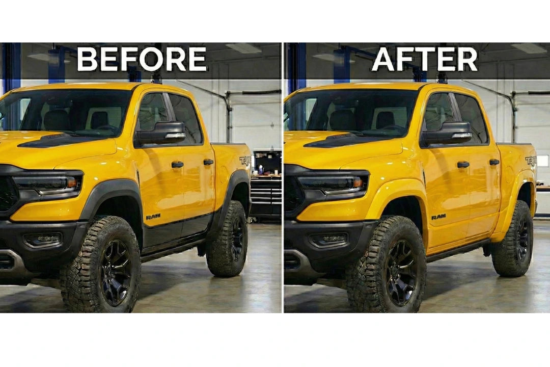 2021-2026 Ram 1500 TRX Fender Flares Conversion Textured Black to Painted School Bus Yellow PL1