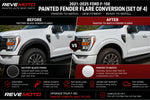 2021–2025 Ford F-150 Painted Fender Flare Conversion (Factory Style | Set of 4) – Painted to Match, Ready to Install - Before and After Image Comparison