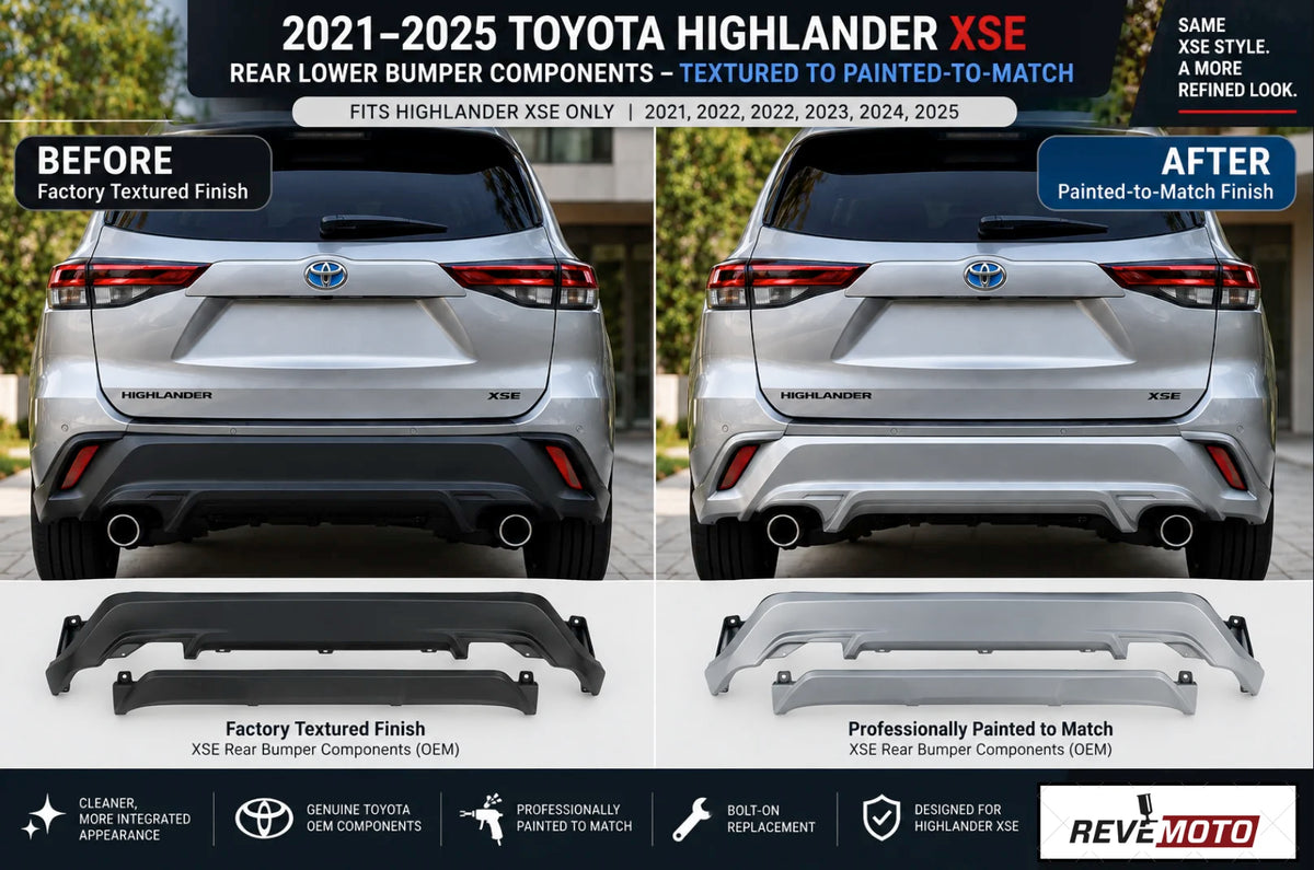 2021–2025 Toyota Highlander XSE Rear Lower Bumper Components – Textured to Painted-to-Match