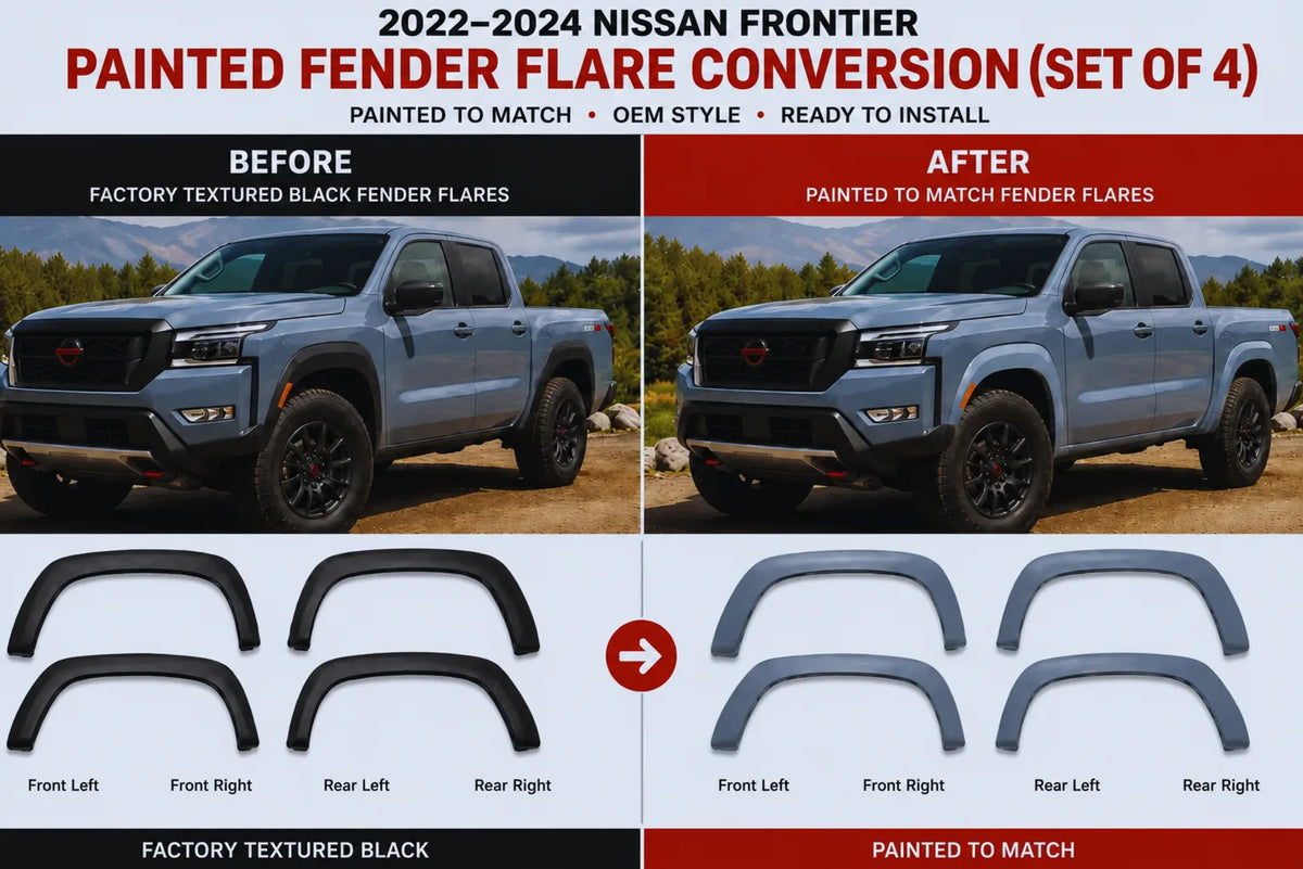 2022-2024 Nissan Frontier PRO-4X, PRO-X Painted Fender Flare Conversion (Set of 4) | Painted to Match, Ready to Install