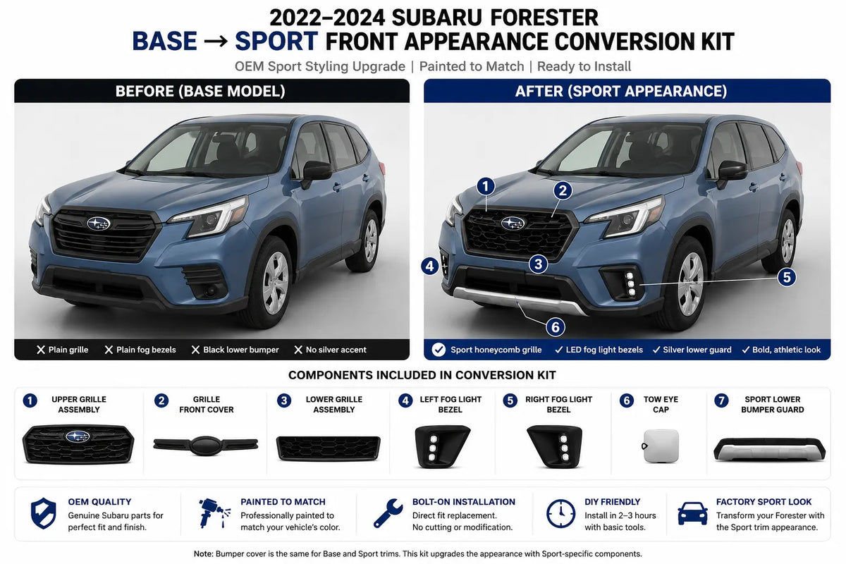2022–2024 Subaru Forester Base to Sport Front Appearance Conversion Kit | Painted to Match, Ready to Install