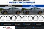 2022–2025 Subaru WRX Painted to Match Fender Flare Conversion Kit Before and After Image2