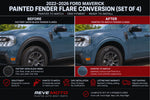 2022–2026 Ford Maverick Painted Fender Flare Conversion (OEM | Set of 4) – Satin Black to Painted-to-Match Before and After Image