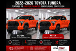 2022–2026 Toyota Tundra Painted Fender Flare Conversion (OEM; Set of 4 | Type 1) | Painted to Match, Ready to Install - Before and After Image