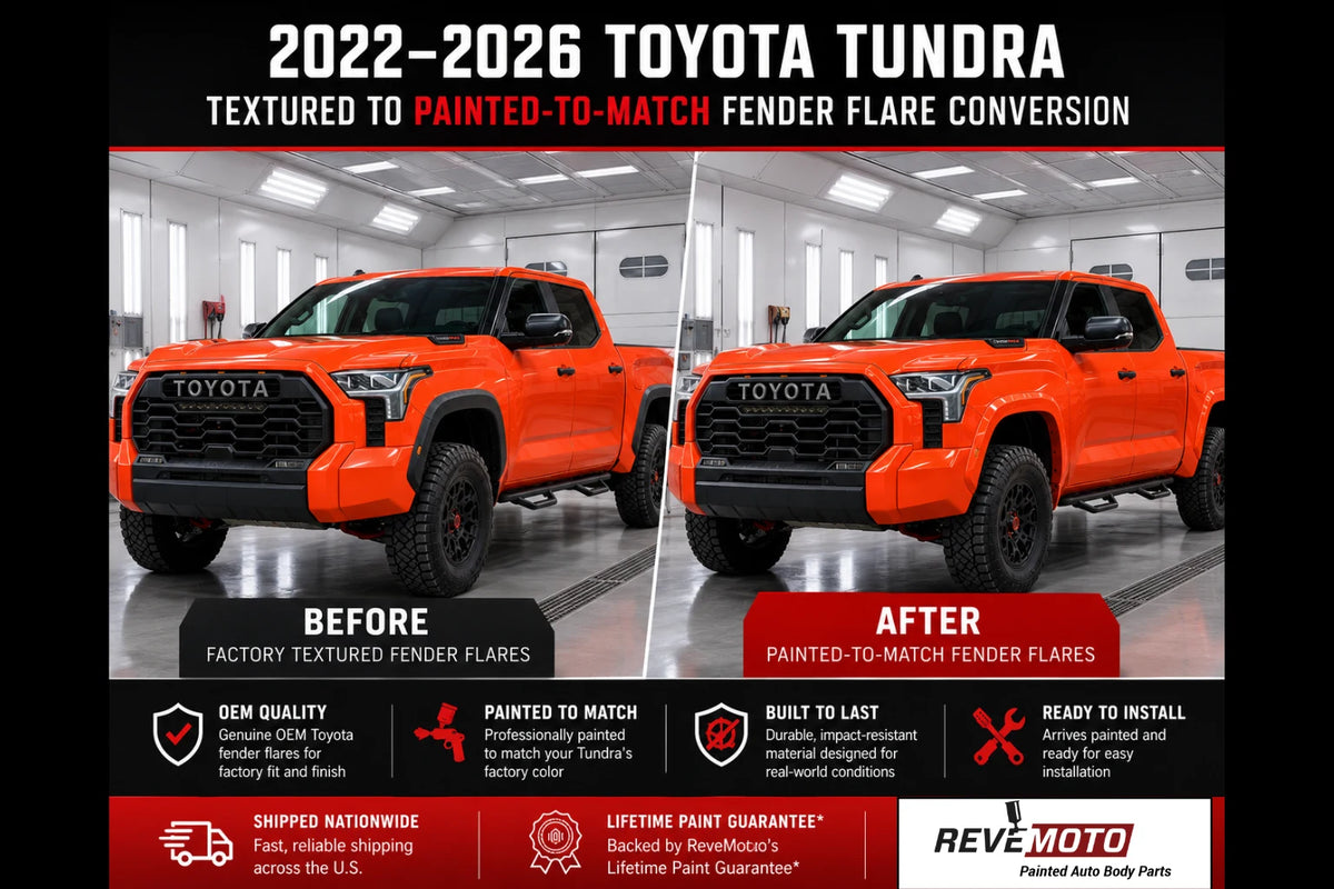 2022–2026 Toyota Tundra Painted Fender Flare Conversion (OEM; Set of 4 | Type 1) | Painted to Match, Ready to Install - Before and After Image