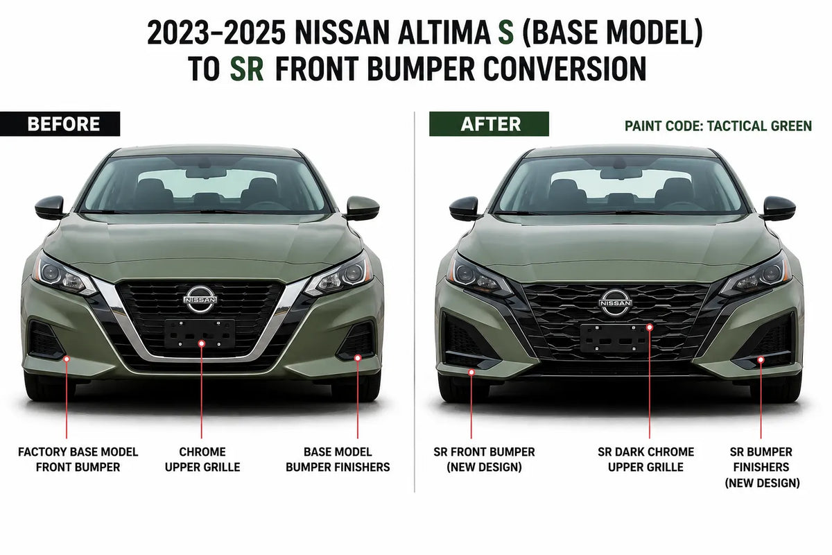 2023-2025 Nissan Altima S (Base Model) to SR Front Bumper Conversion Kit | Painted to Match, Ready to Install