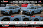 2023-2025 Subaru Outback Painted Fender Flare Conversion Kit (OEM Style | Set of 4) – Painted to Match, Ready to Install - Before and After Image - Geyser Blue (UAT)