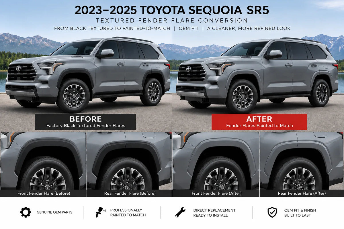 2023-2025 Toyota Sequoia SR5 Textured Fender Flare Conversion Kit (Set of 6) | Painted to Match, Ready to Install