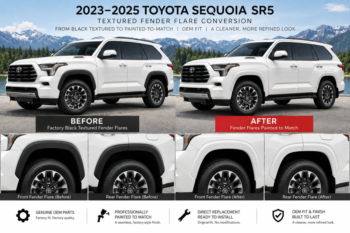 2023-2025 Toyota Sequoia SR5 Textured Fender Flare Conversion Kit (Set of 6) | Painted to Match, Ready to Install