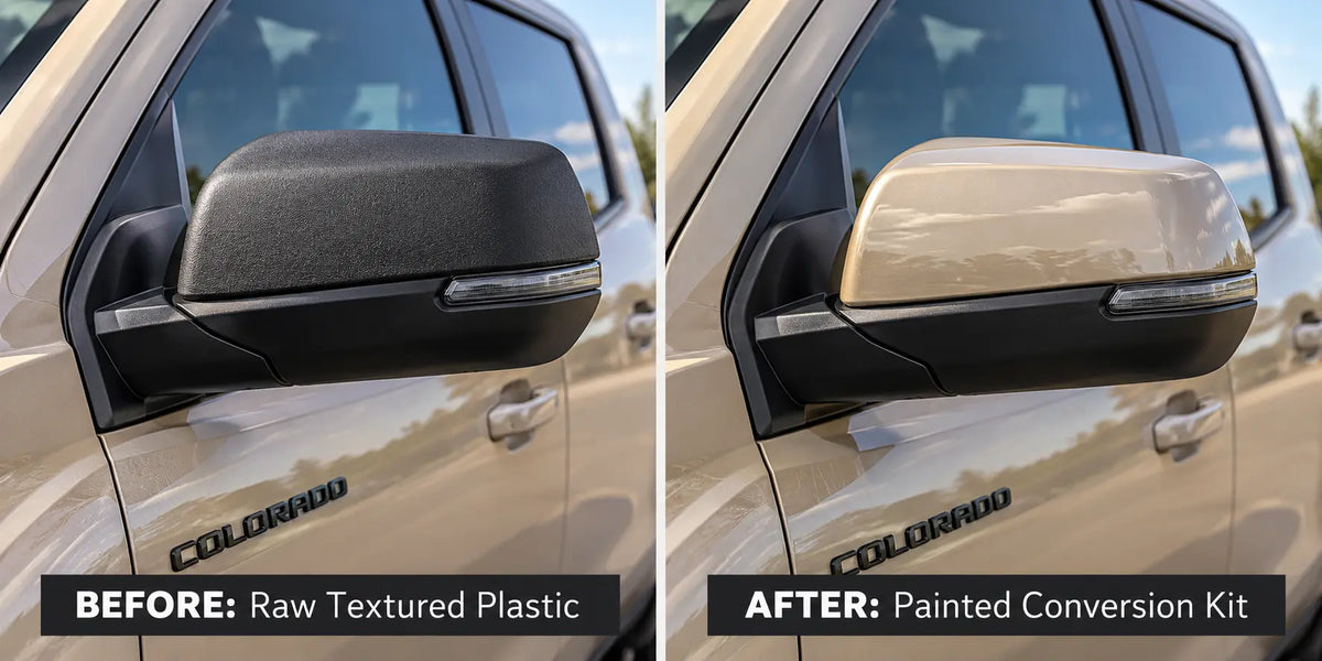 2023-2026 Chevrolet Colorado WT Trail Boss Painted Mirror Caps Conversion Kit Set of 2 (Left Driver Side / Right Passenger Side) - Painted to Match