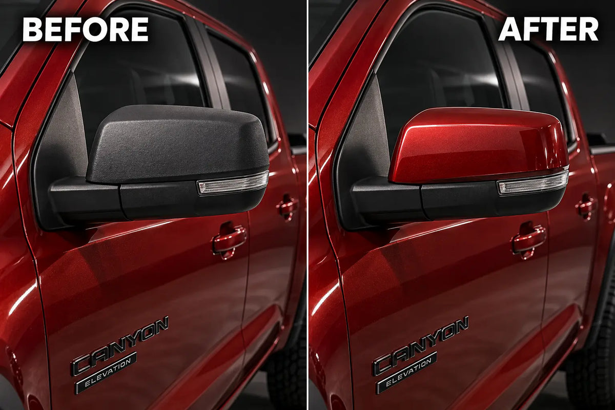 2023-2026 GMC Canyon Elevation painted mirror caps conversion set, color matched ready to install