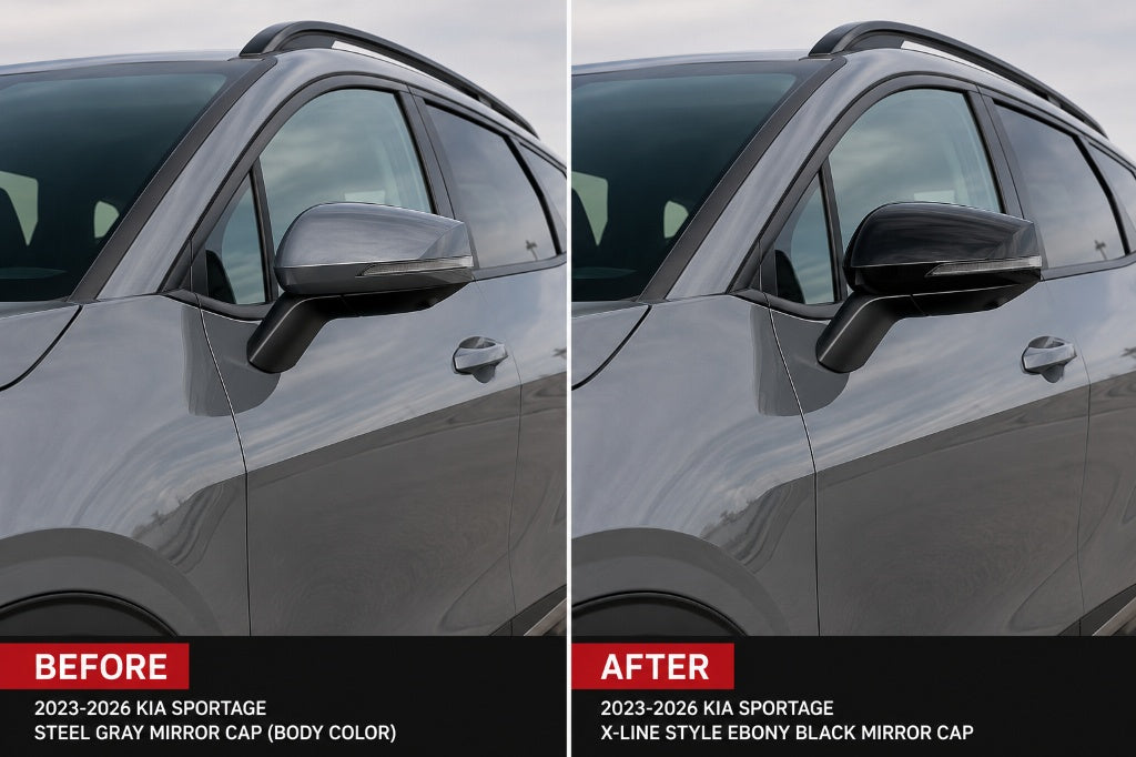 2023-2026 Kia Sportage X-Line Style Gloss Black Painted Side Mirror Cap Conversion Pair Set