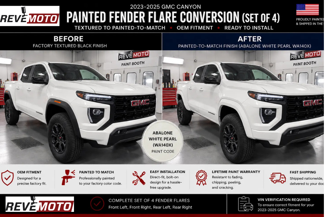 2023-2026 GMC Canyon Painted Fender Flare Painted (OEM; Set of 4) | Painted to Match, Ready to Install - Abalone White Pearl (WA140K)