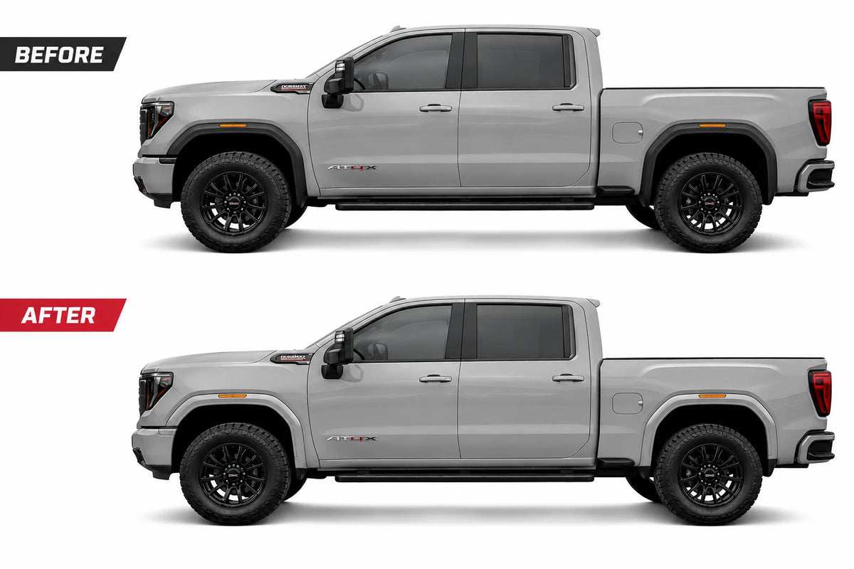 2024-2026 GMC Sierra AT4X Painted Fender Flare Conversion (OEM; 2500HD | Set of 4) | Painted to Match, Ready to Install