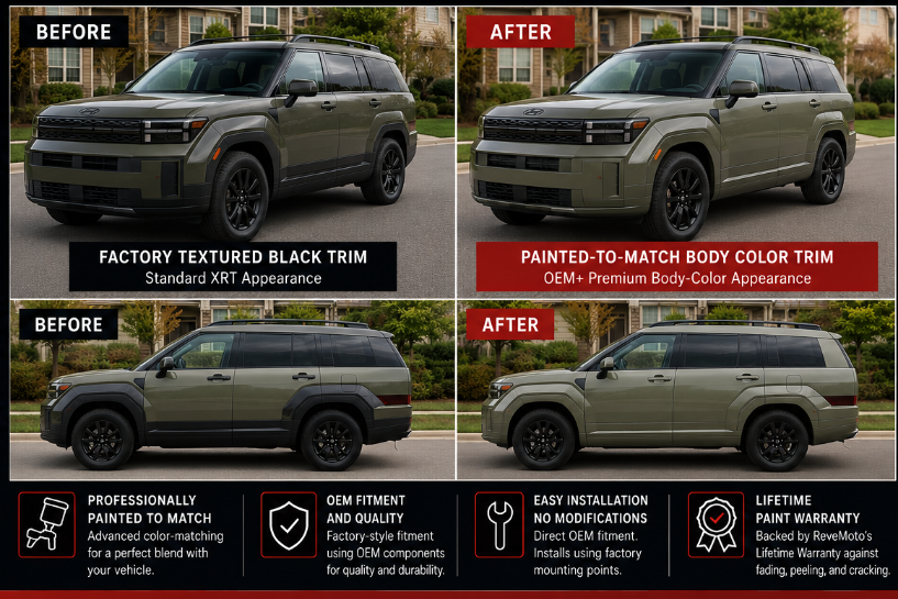 2024–2026 Hyundai Santa Fe XRT Painted-To-Match Appearance Package Conversion | OEM+ Side Profile Upgrade (8-Piece Kit)