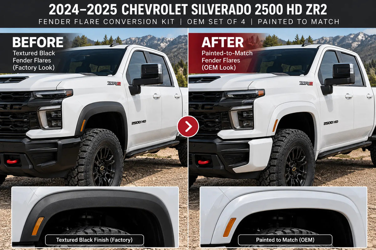 2024–2025 Chevrolet Silverado 2500 HD ZR2 OEM fender flares painted to match – set of 4