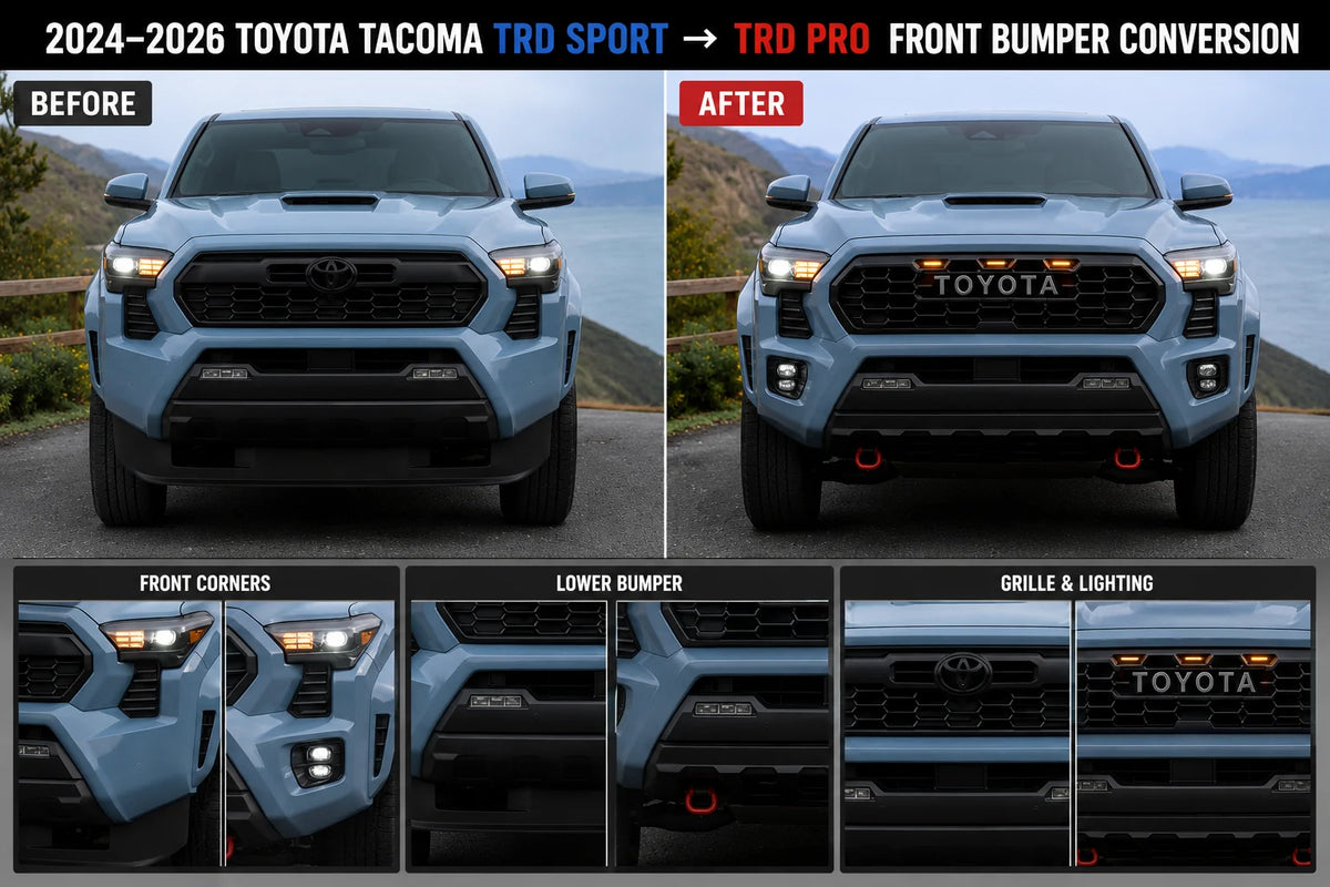2024–2026 Toyota Tacoma TRD Sport → TRD Pro Front Bumper Conversion | Genuine OEM Toyota | Painted to Match