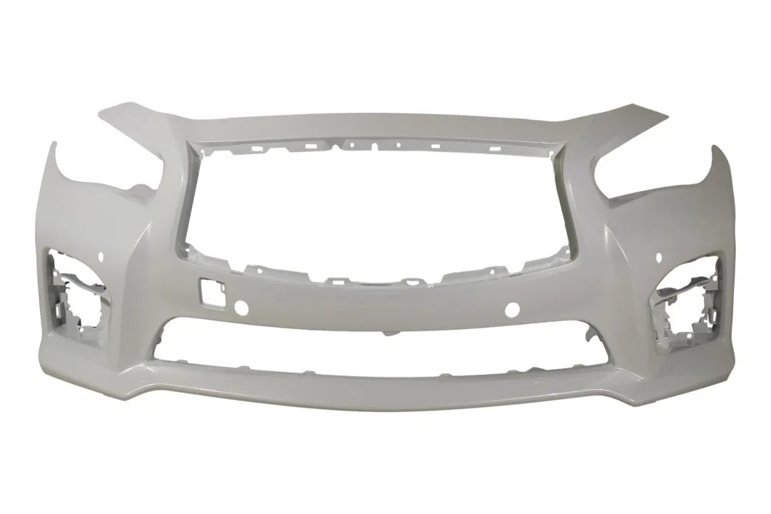 21595 - 2014-2017 Infiniti Q50 Sport Front Bumper - Moonlight White Pearl (QAA) 620224HE0H N1000259 ReveMoto Painted Auto Parts Replacement