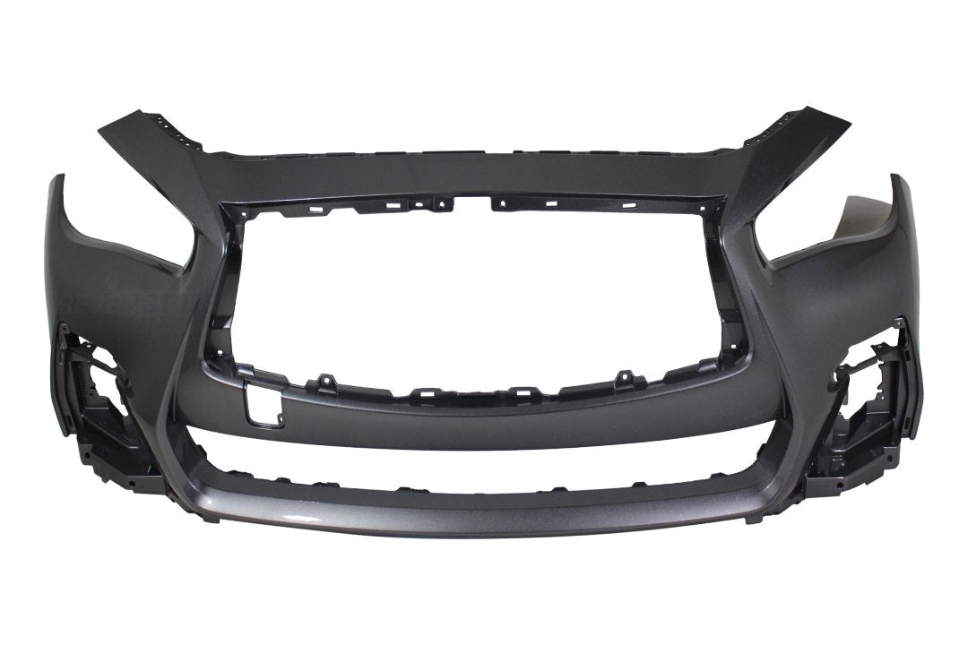 Painted Front Bumper Cover for 2018-2020 Infiniti Q50 Graphite Shadow Metallic (KAD) (WITH: Sport | WITHOUT: Park Assist Sensor Holes) 620226HJ0H IN1000282