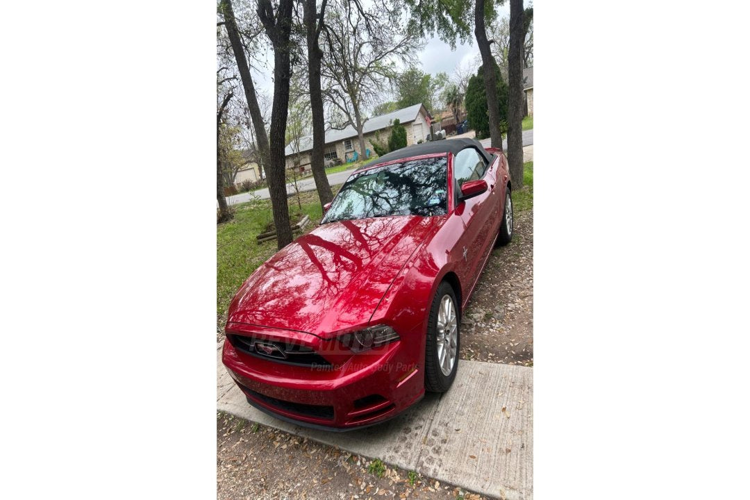 2013-2014 Ford Mustang Hood Painted (Base Models | WITHOUT: Turbo) Red Candy 2 Metallic (RZ) DR3Z16612B FO1230303 ReveMoto Painted Auto Parts Replacement