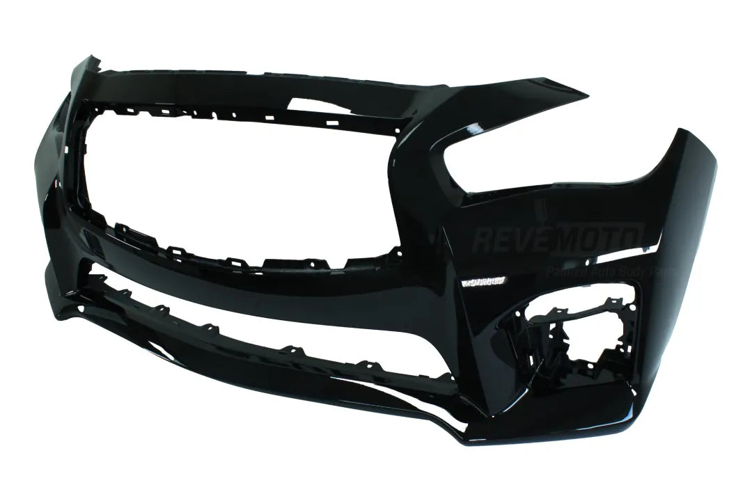 2014-2017 Infiniti Q50 to 2016-2017 Infiniti Q50s Painted Front Bumper Conversion Kit Black Obsidian (KH3) 620224HD0H ReveMoto Painted Auto Parts Replacement