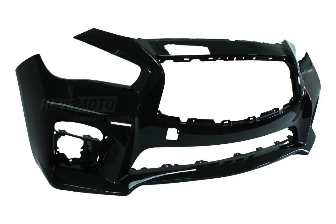 2014-2017 Infiniti Q50 to 2016-2017 Infiniti Q50s Painted Front Bumper Conversion Kit Black Obsidian (KH3) 620224HD0H ReveMoto Painted Auto Parts Replacement