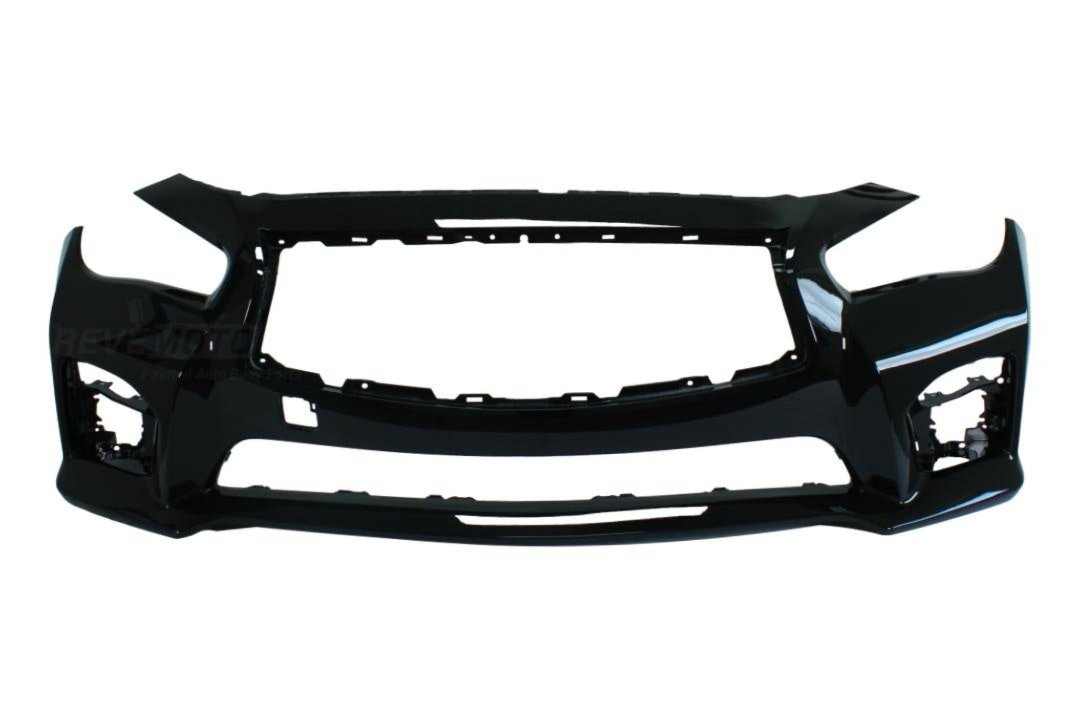Painted Front Bumper Cover for 2014-2017 Infiniti Q50 Black Obsidian (KH3) 620224HD0H IN1000258 ReveMoto Painted Auto Body Parts Replacement