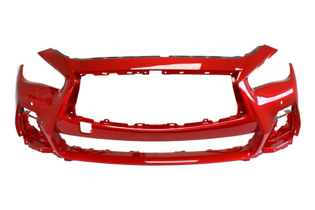 Painted Front Bumper Cover for 2018-2023 Infiniti Q50 (WITH: Sport) Dynamic Sunstone Red Tricoat (NBA) 620226HJ1H IN1000283 ReveMoto Painted Auto Body Parts Replacement