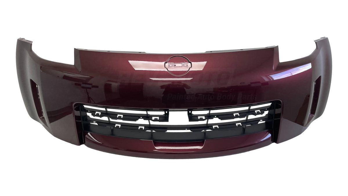 24733 - 2006-2009 Nissan 350Z Front Bumper Painted (w/o Nismo) New Maroon Metallic (L40) FBM22CF40H NI1000234