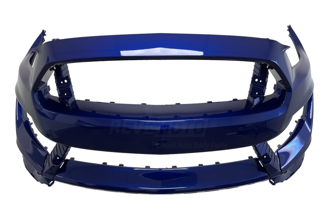 Painted Front Bumper for 2015-2020 Ford Mustang (Shelby GT350) Deep Impact Blue Metallic (5L) FR3Z17D957APTM FO1000739 ReveMoto Painted Auto Body Parts Replacement