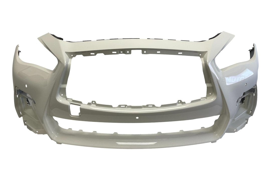 Painted Front Bumper Cover for 2018-2020 Infiniti Q50 (Sport, Red Sport with Distance Sensor) White (QAW) 620226HJ1H IN1000283 ReveMoto Painted Auto Body Parts Replacement