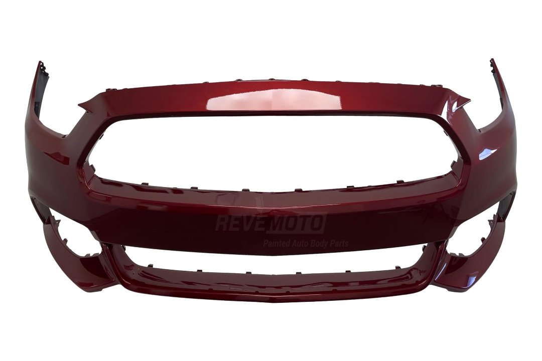 Painted Front Bumper for 2015-2017 Ford Mustang (EcoBoost, GT) Ruby Red Metallic (RR) FR3Z17D957AAPTM FO1000704 ReveMoto Painted Auto Body Parts Replacement