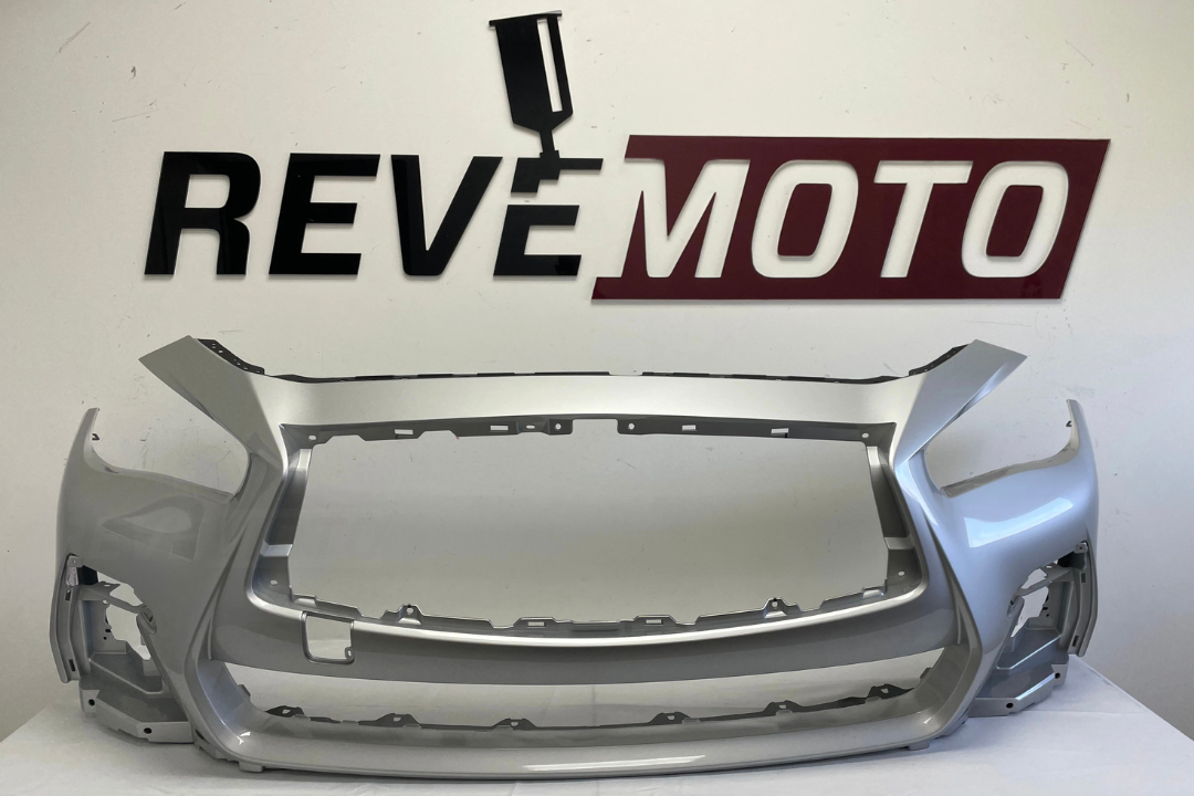 31900 - 2018-2020 Infiniti Q50 Front Bumper Painted (Sport/Red Sport Models | WITHOUT: Distance Sensor) Liquid Platinum Metallic (K23) 620226HJ0H