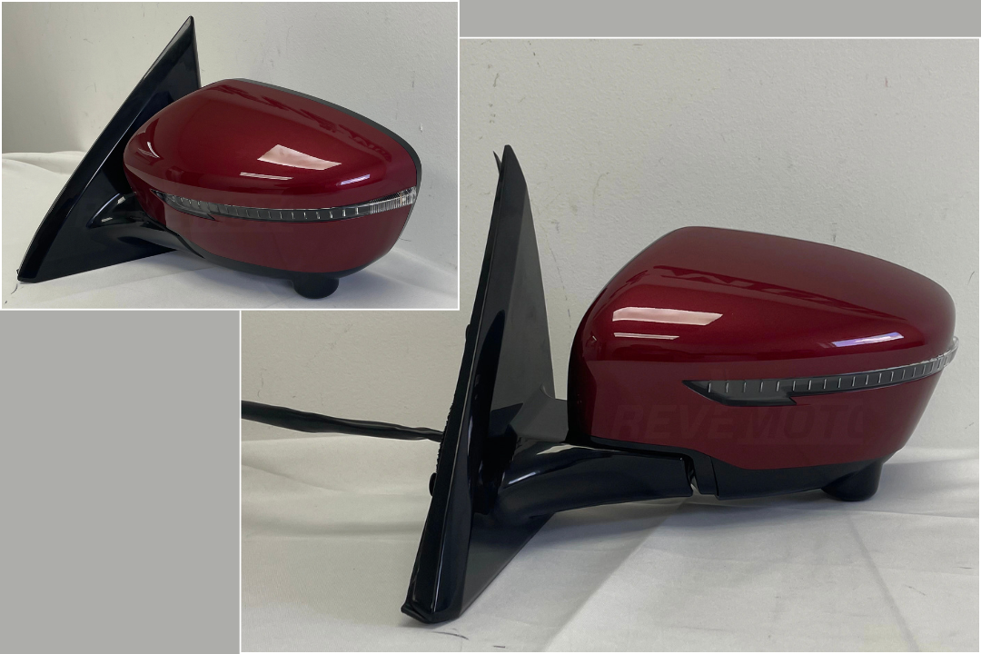 32958 - 2017 Nissan Pathfinder Side View Mirror Painted Left Driver-Side WITH: Turn Signal; Heat; Around View Camera) Red Pearl (NAH) 963029PF9D NI1320275