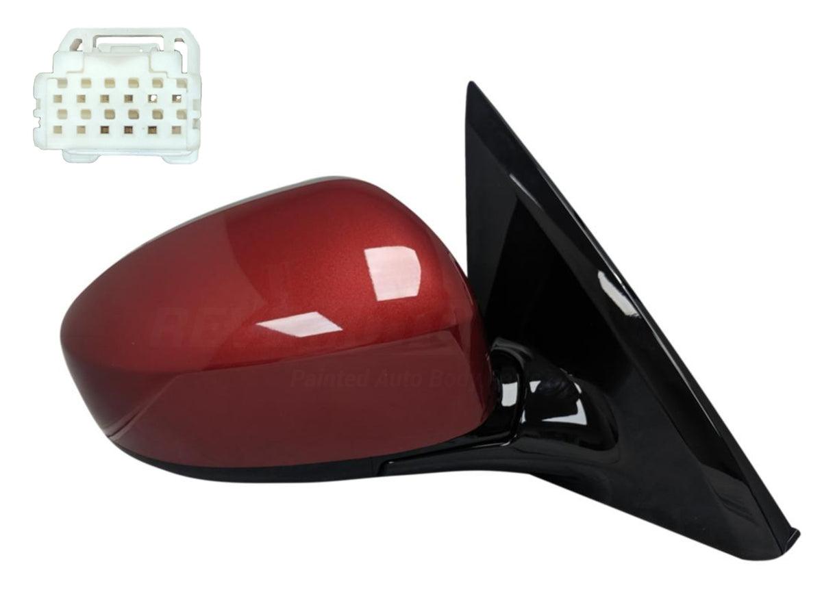 2013-2016 Nissan Pathfinder Side View Mirror Painted Red Pearl (NAH) / Power, Non-Heated, Manual Folding, S / SV Model / Right, Passenger-side 963013KA9A NI1321242 Back View